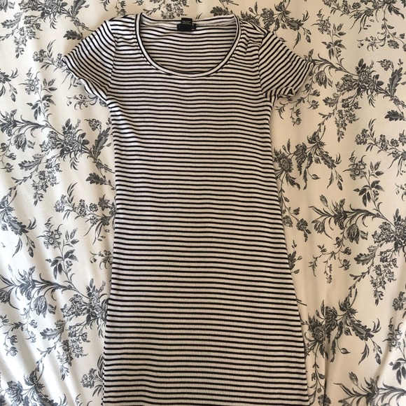 Striped Black and White Bodycon Mini Dress. - Picture 1 of 2